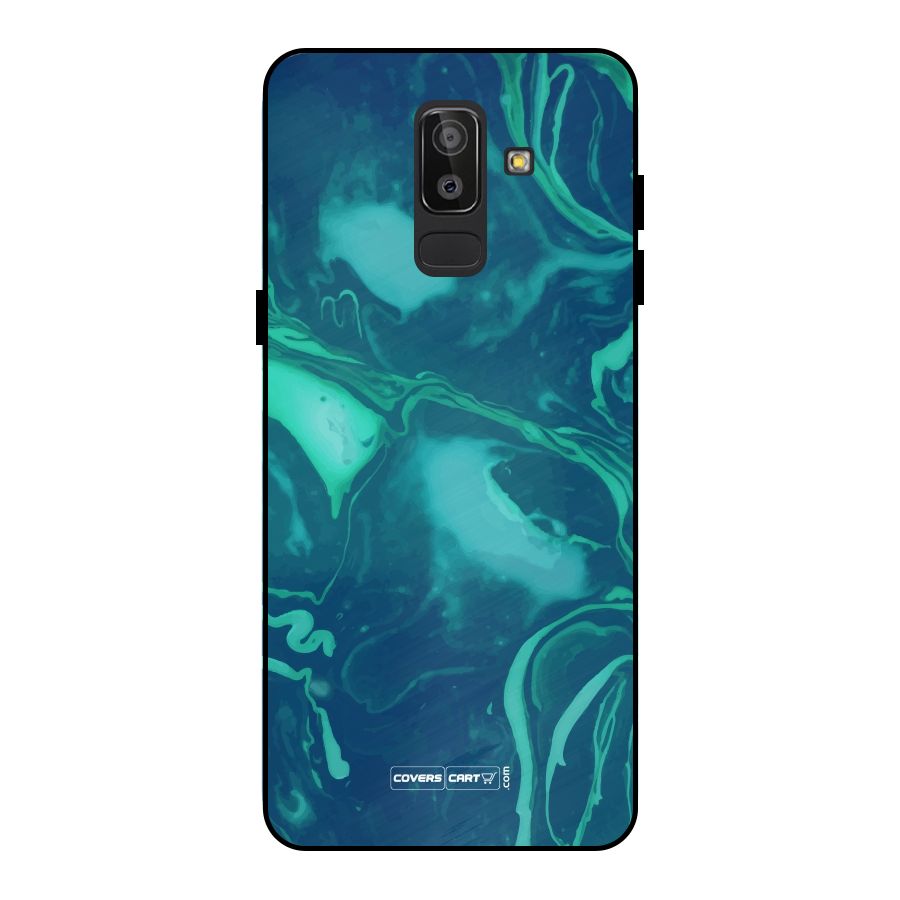 Jazzy Green Marble Texture Metal Back Case for Galaxy J8