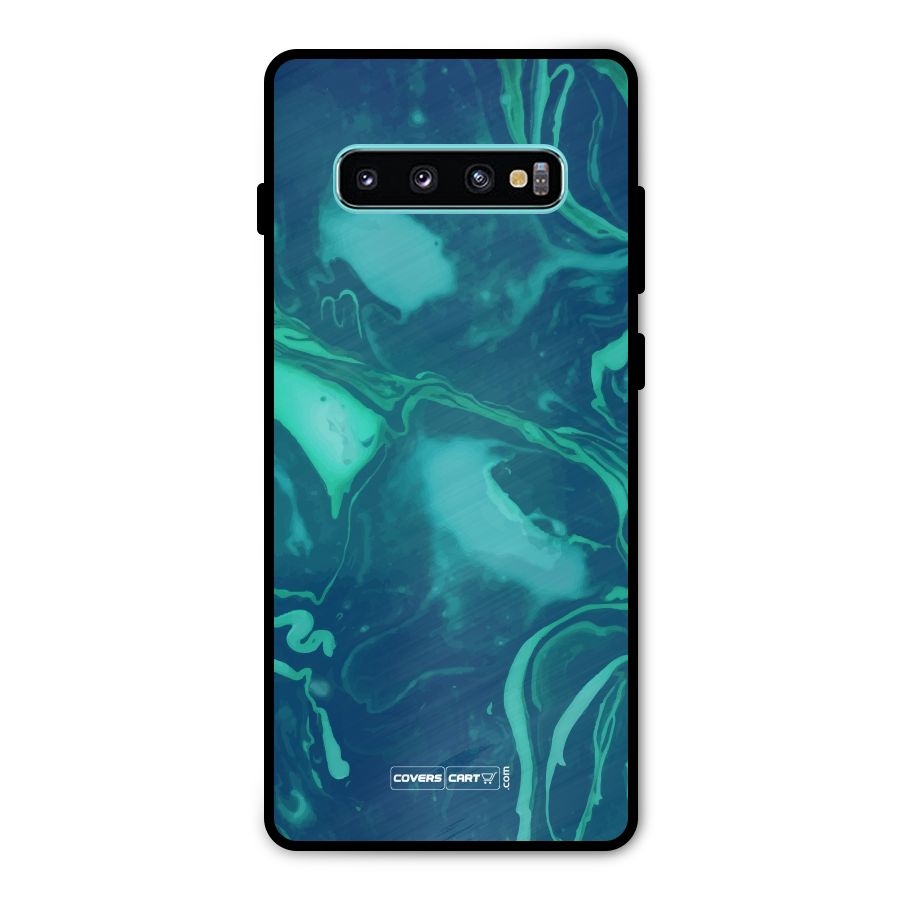 Jazzy Green Marble Texture Metal Back Case for Galaxy S10 Plus