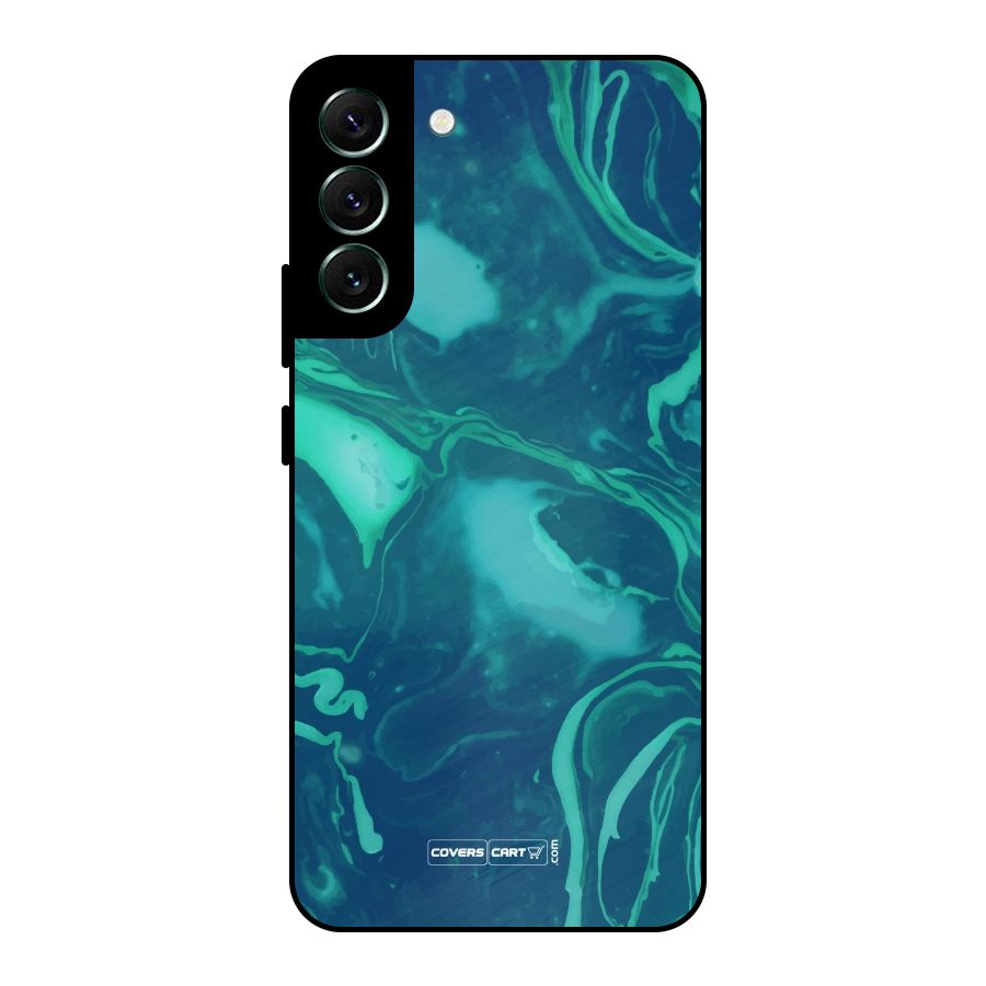 Jazzy Green Marble Texture Metal Back Case for Galaxy S22 Plus 5G