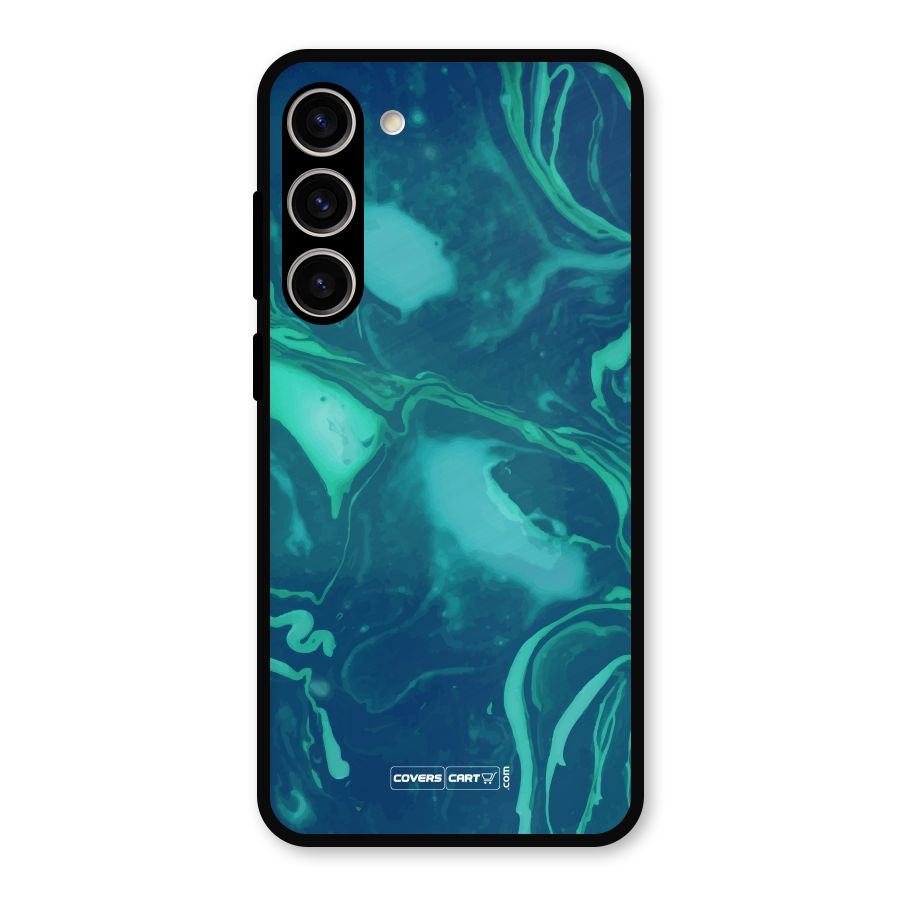 Jazzy Green Marble Texture Metal Back Case for Galaxy S23 Plus