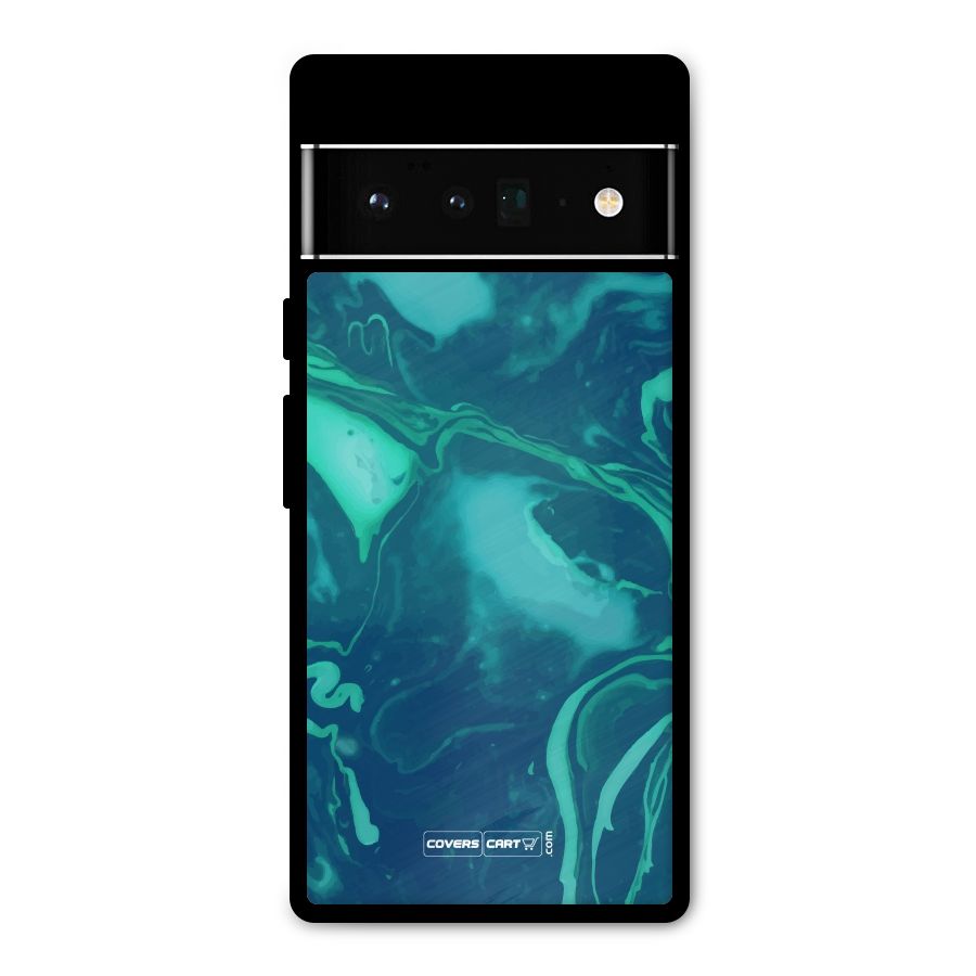 Jazzy Green Marble Texture Metal Back Case for Google Pixel 6 Pro