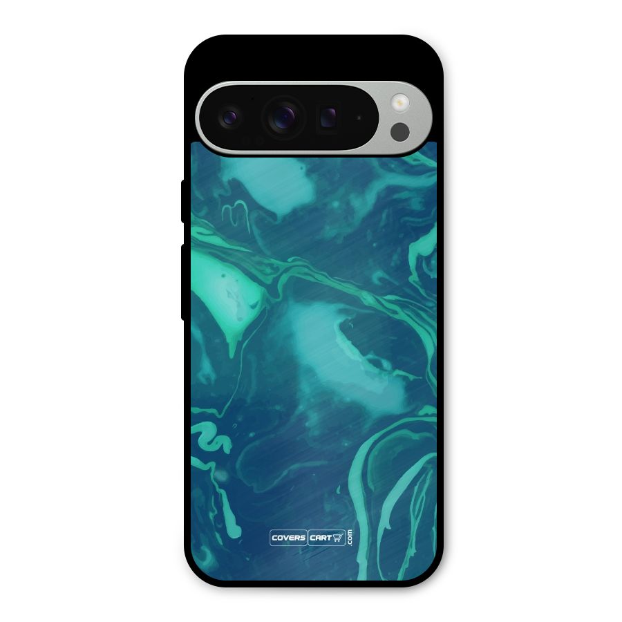 Jazzy Green Marble Texture Metal Back Case for Google Pixel 9 Pro XL