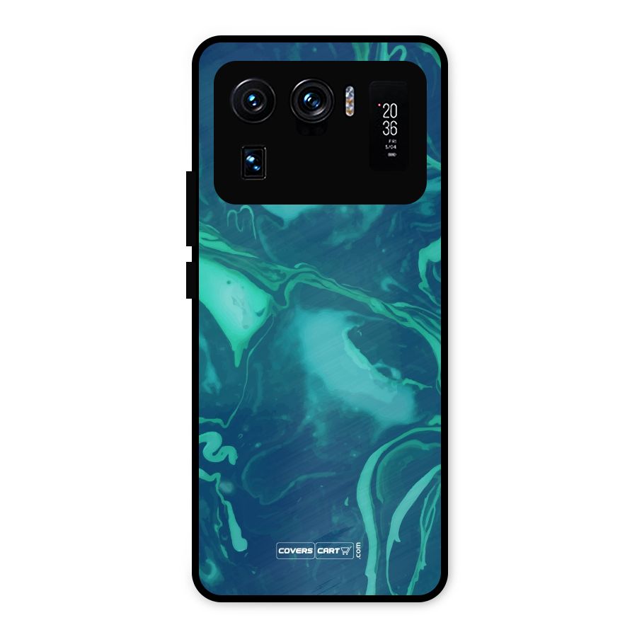 Jazzy Green Marble Texture Metal Back Case for Mi 11 Ultra