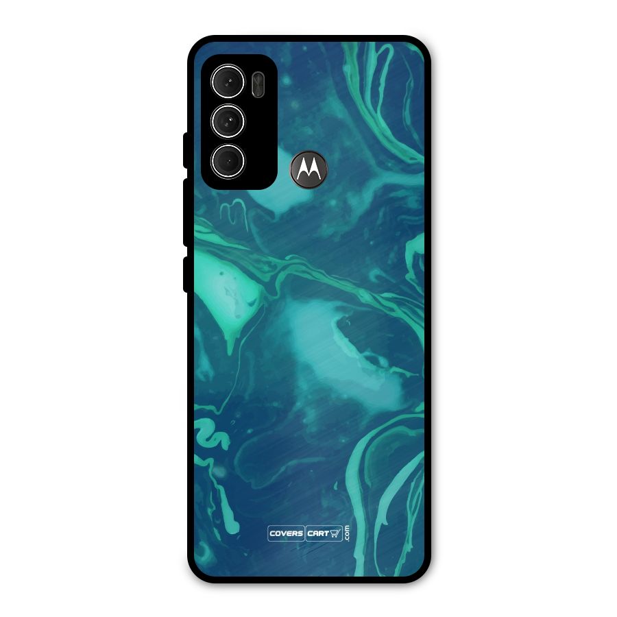 Jazzy Green Marble Texture Metal Back Case for Moto G60