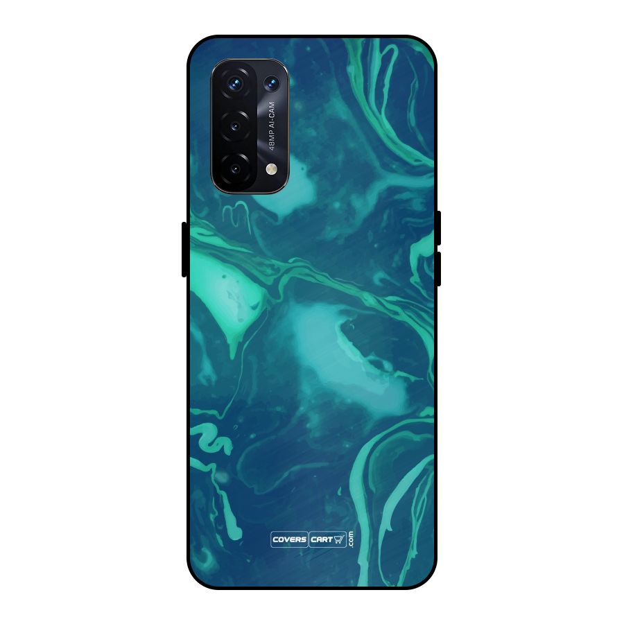 Jazzy Green Marble Texture Metal Back Case for Oppo A74 5G