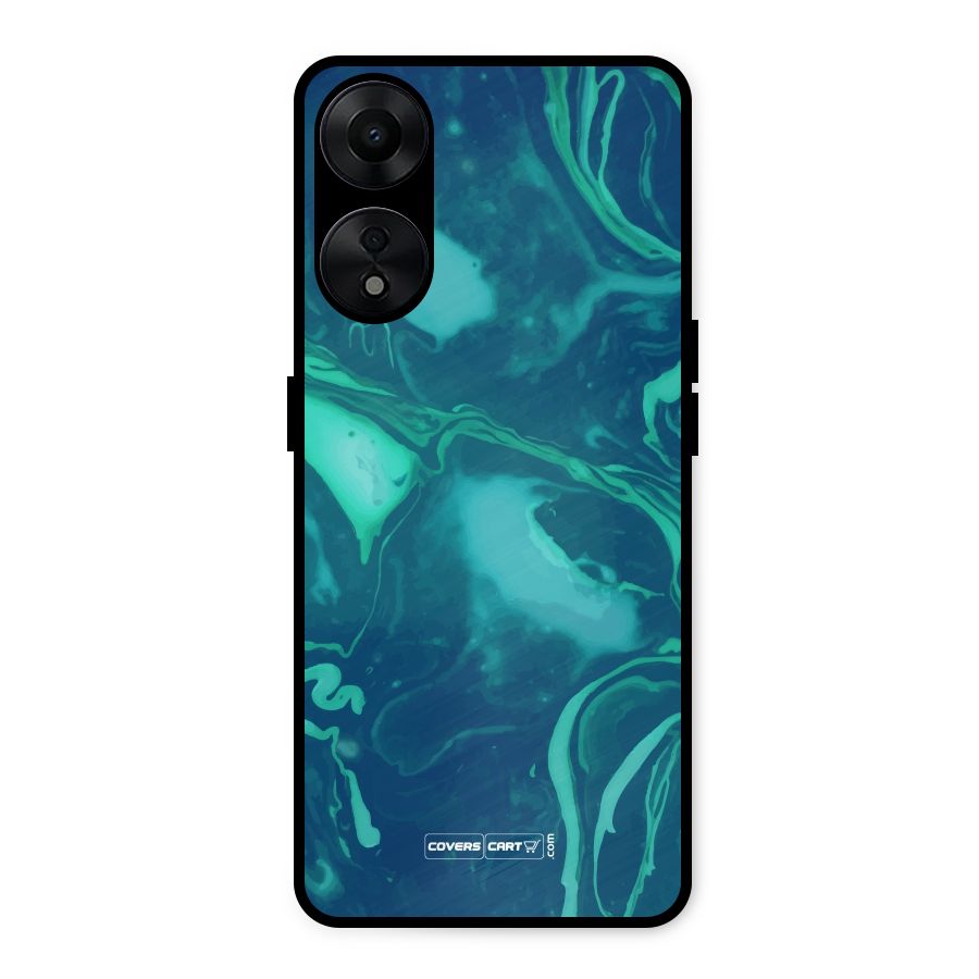 Jazzy Green Marble Texture Metal Back Case for Oppo A78 5G