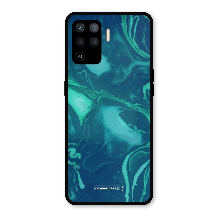 Jazzy Green Marble Texture Metal Back Case for Oppo F19 Pro