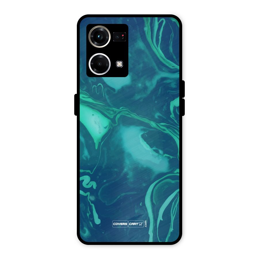 Jazzy Green Marble Texture Metal Back Case for Oppo F21 Pro 4G