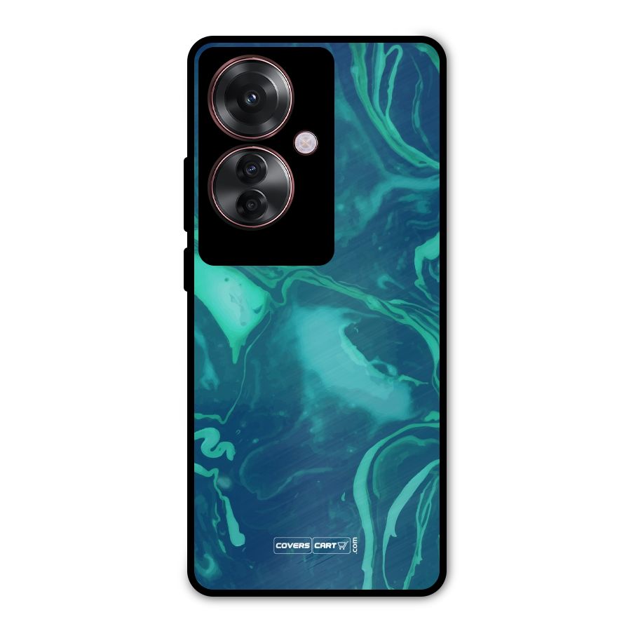 Jazzy Green Marble Texture Metal Back Case for Oppo F25 Pro