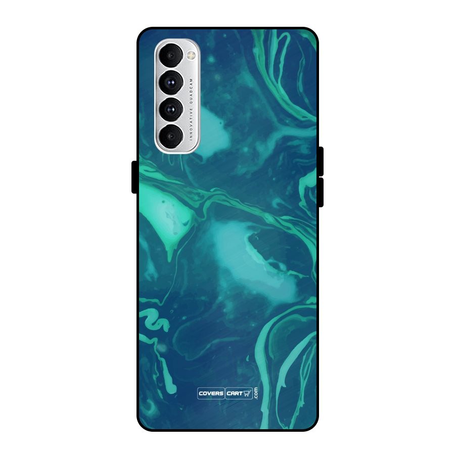 Jazzy Green Marble Texture Metal Back Case for Oppo Reno4 Pro