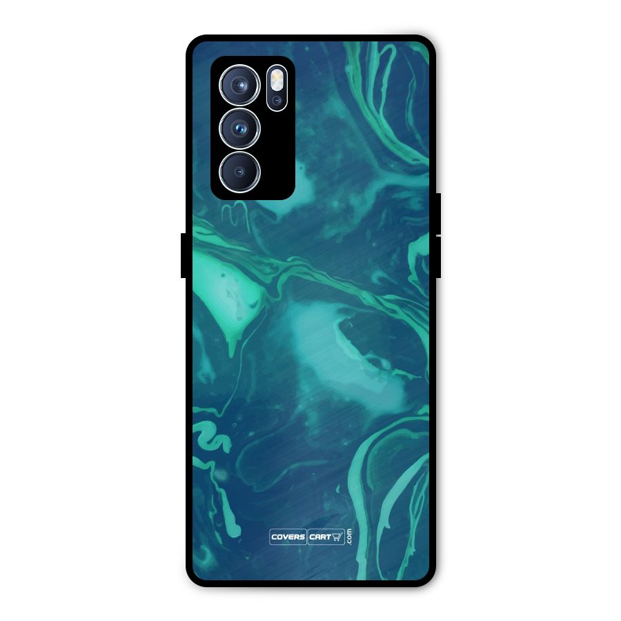 Jazzy Green Marble Texture Metal Back Case for Oppo Reno6 Pro 5G