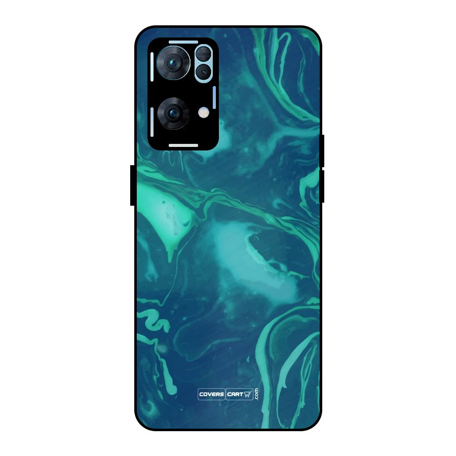 Jazzy Green Marble Texture Metal Back Case for Oppo Reno7 Pro 5G