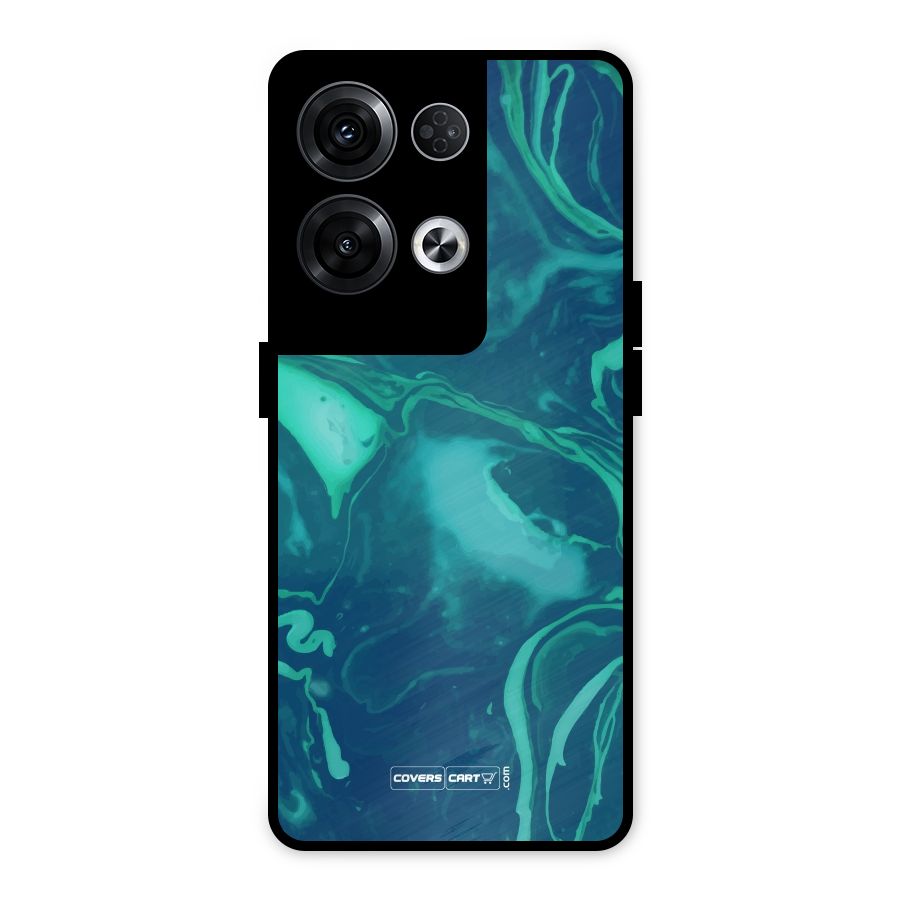 Jazzy Green Marble Texture Metal Back Case for Oppo Reno8 Pro 5G