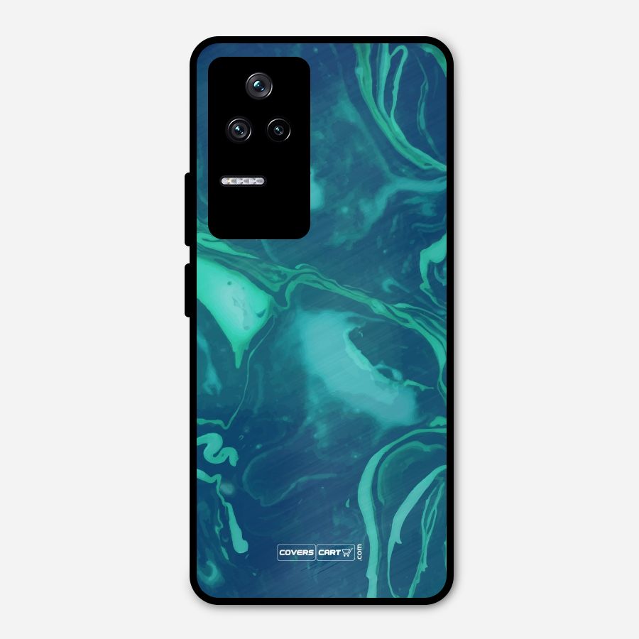 Jazzy Green Marble Texture Metal Back Case for Poco F4 5G