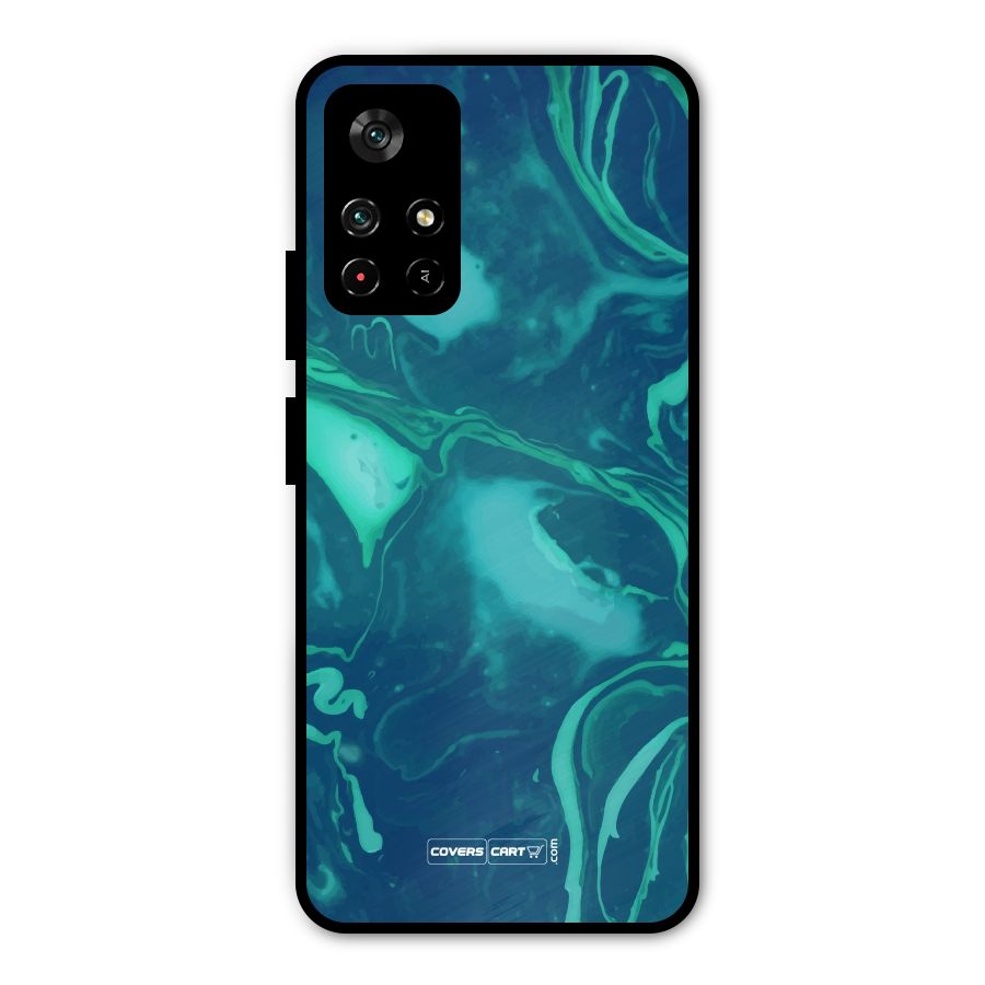 Jazzy Green Marble Texture Metal Back Case for Poco M4 Pro 5G