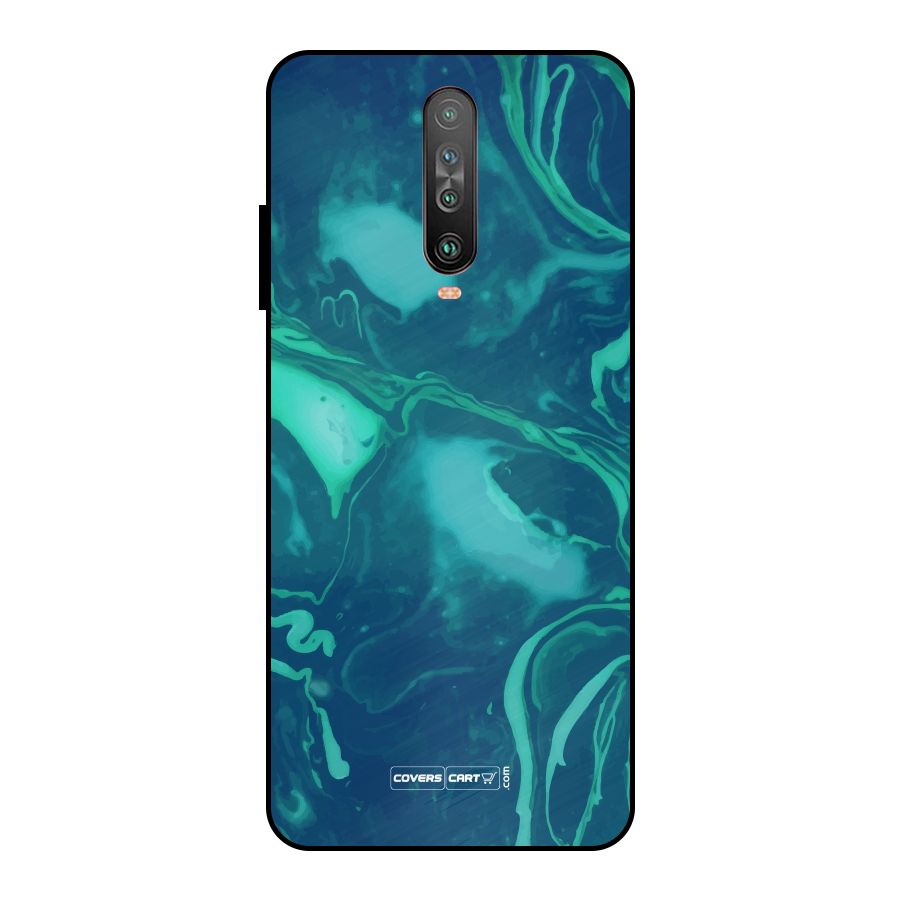 Jazzy Green Marble Texture Metal Back Case for Poco X2