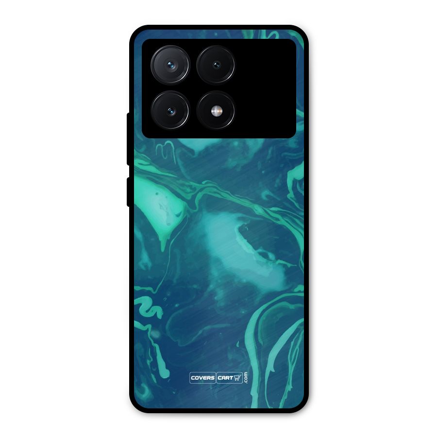 Jazzy Green Marble Texture Metal Back Case for Poco X6 Pro