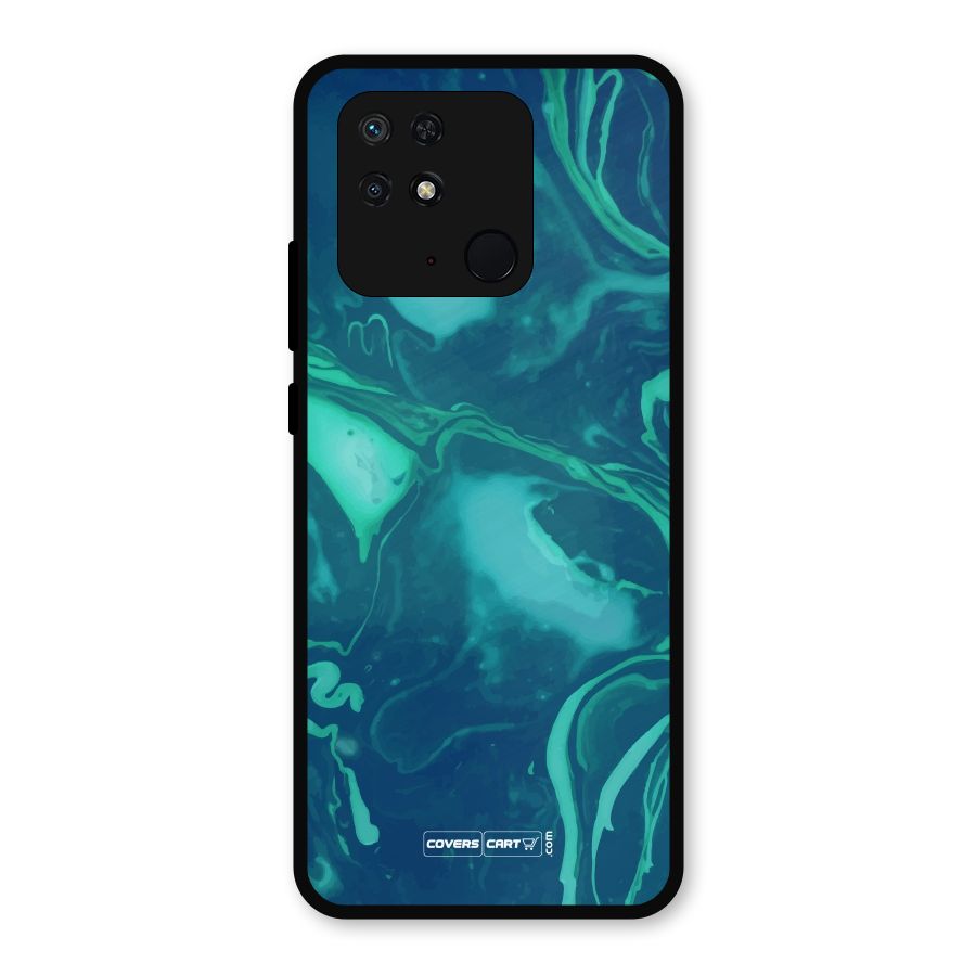 Jazzy Green Marble Texture Metal Back Case for Redmi 10