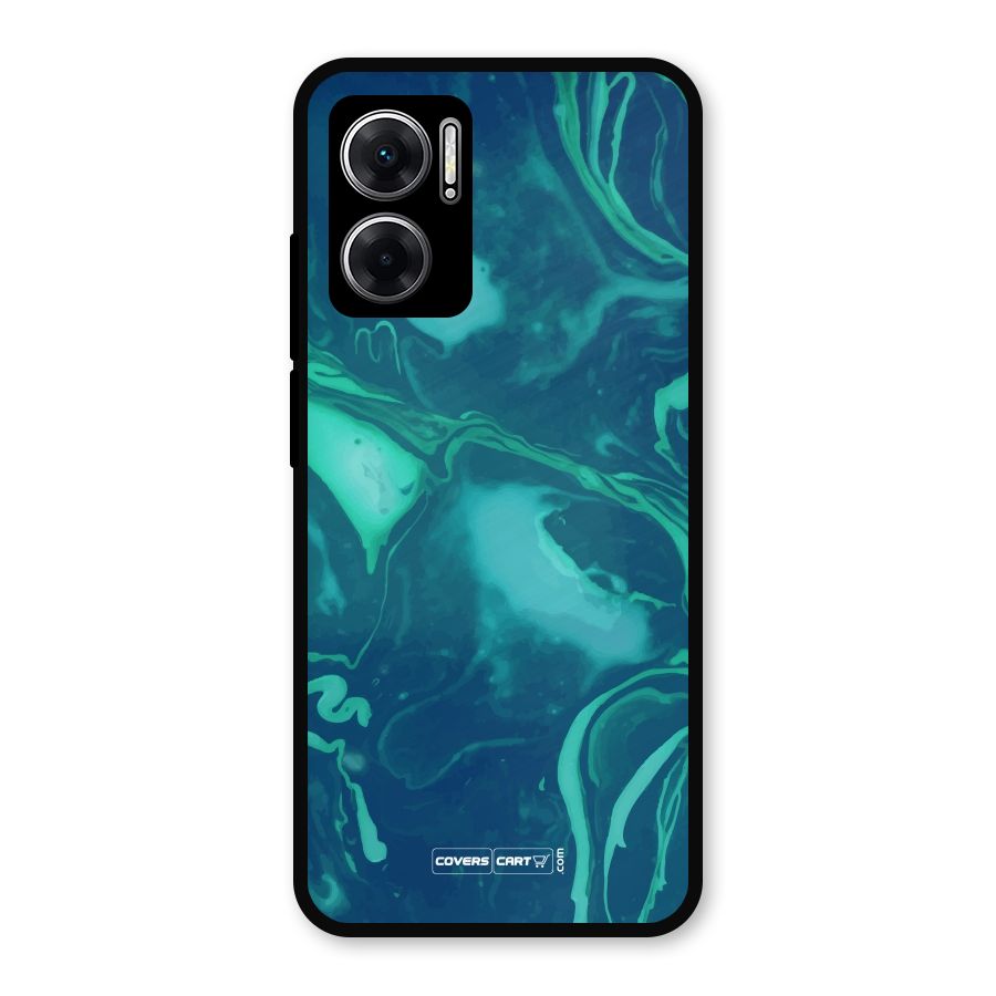 Jazzy Green Marble Texture Metal Back Case for Redmi 11 Prime 5G