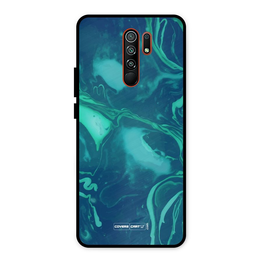 Jazzy Green Marble Texture Metal Back Case for Redmi 9 Prime