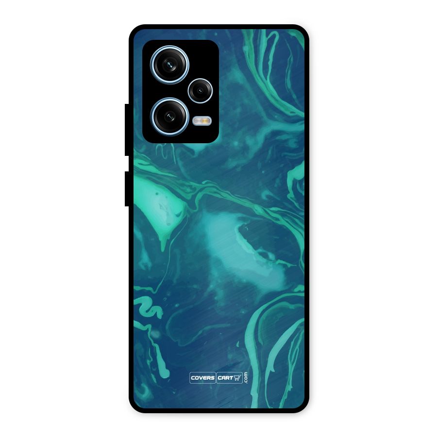 Jazzy Green Marble Texture Metal Back Case for Redmi Note 12 Pro