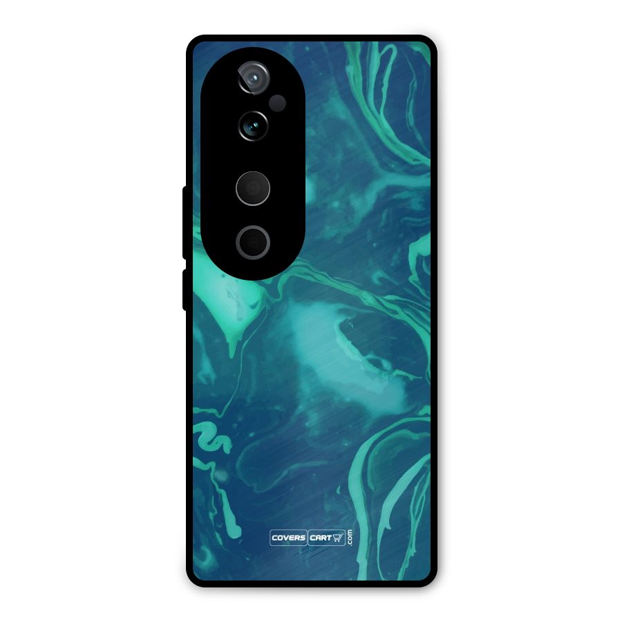 Jazzy Green Marble Texture Metal Back Case for Vivo T3 Ultra