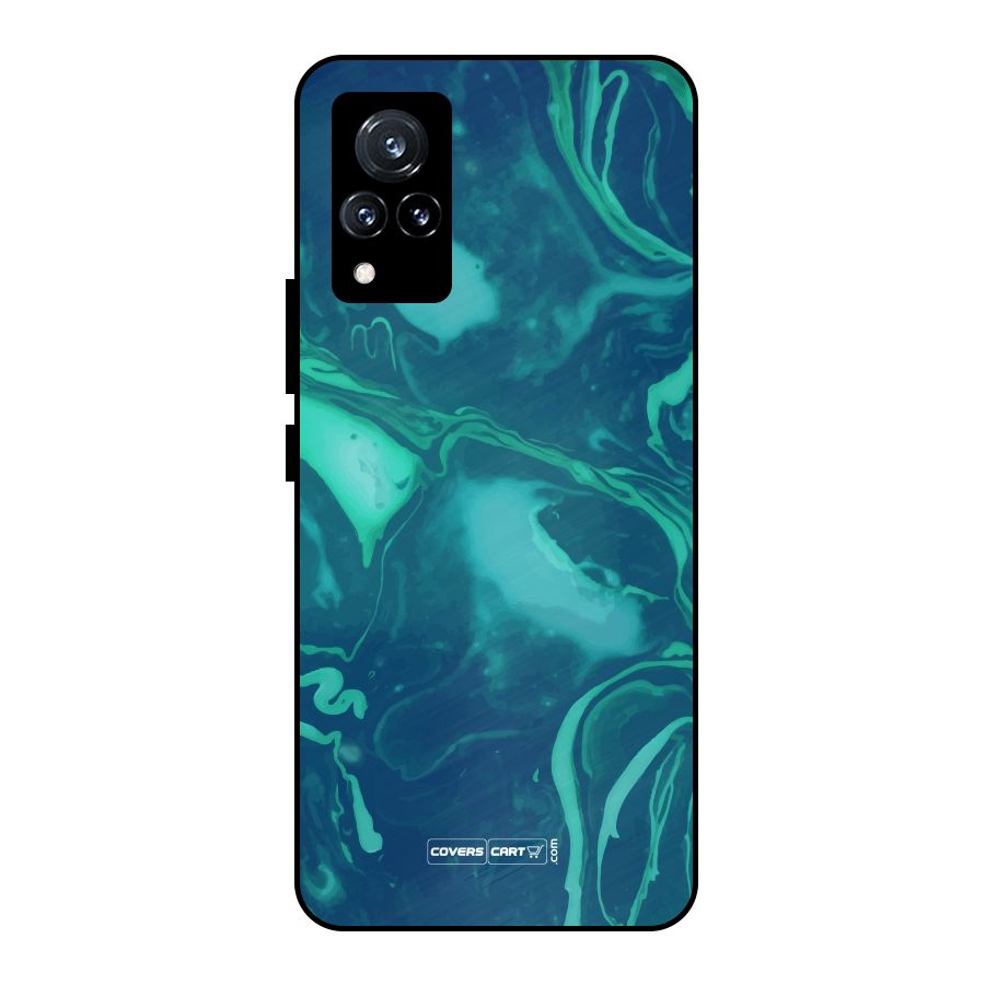 Jazzy Green Marble Texture Metal Back Case for Vivo V21 5G