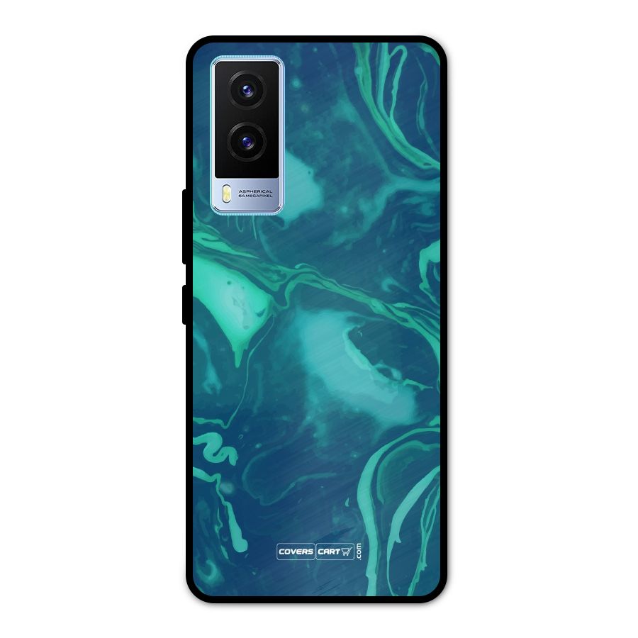 Jazzy Green Marble Texture Metal Back Case for Vivo V21e 5G