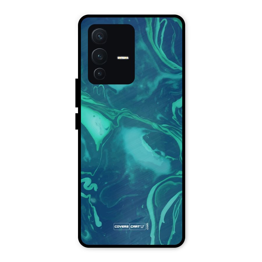Jazzy Green Marble Texture Metal Back Case for Vivo V23 5G