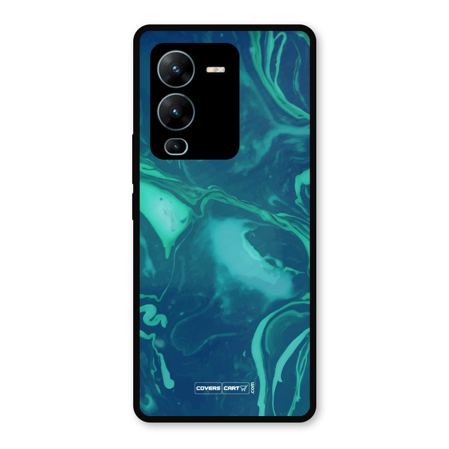 Jazzy Green Marble Texture Metal Back Case for Vivo V25 Pro