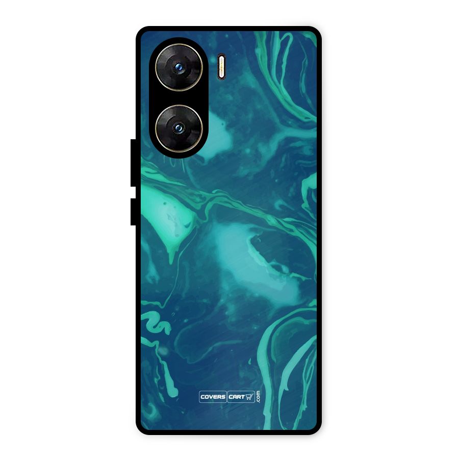 Jazzy Green Marble Texture Metal Back Case for Vivo V29e
