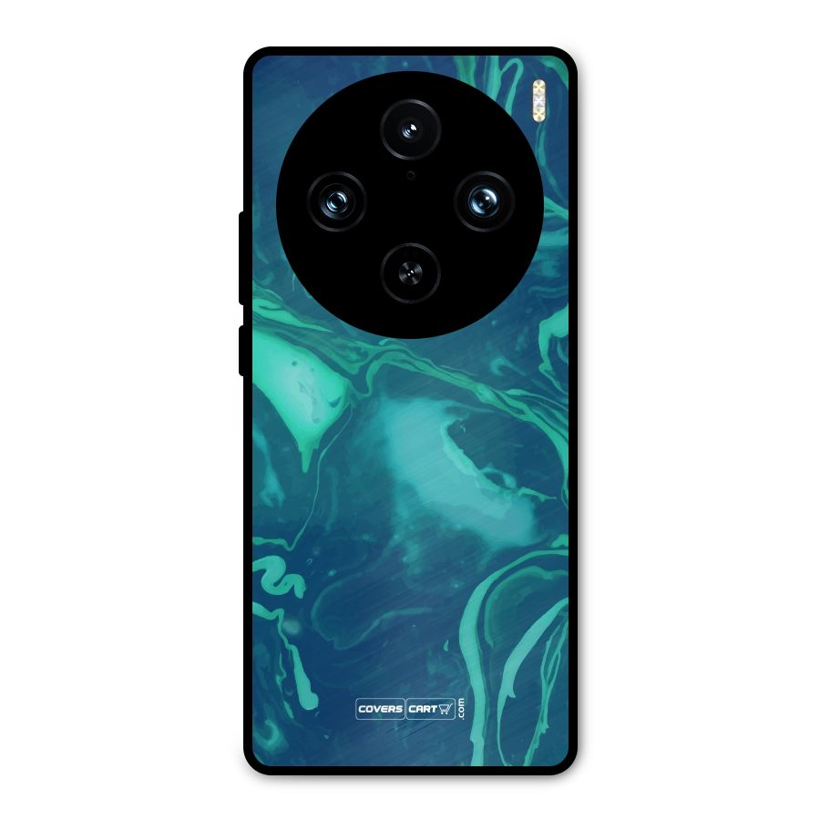 Jazzy Green Marble Texture Metal Back Case for Vivo X100 Pro