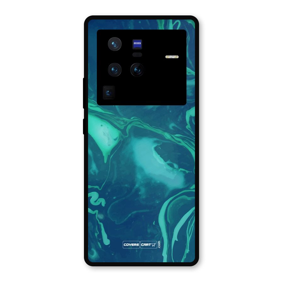 Jazzy Green Marble Texture Metal Back Case for Vivo X80 Pro