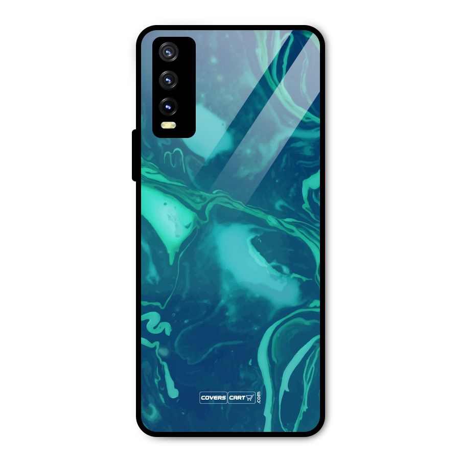 Jazzy Green Marble Texture Metal Back Case for Vivo Y20g