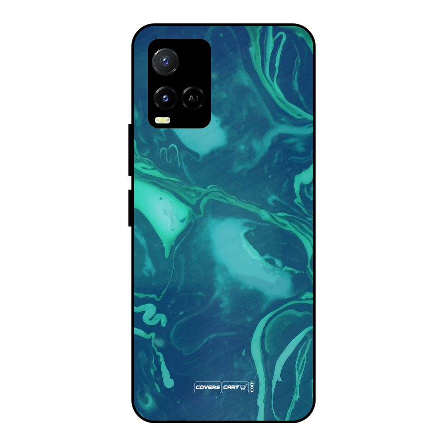 Jazzy Green Marble Texture Metal Back Case for Vivo Y21