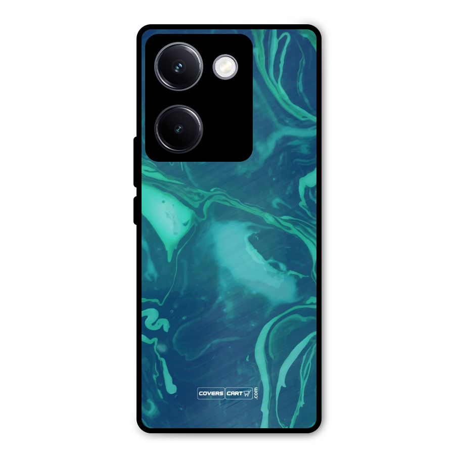 Jazzy Green Marble Texture Metal Back Case for Vivo Y300 Plus