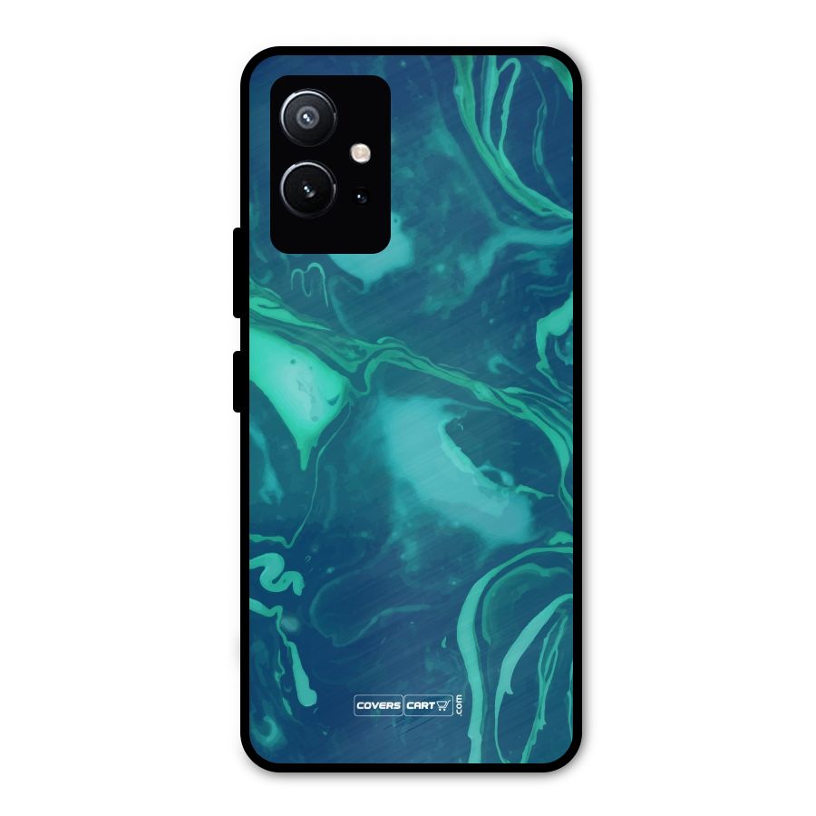 Jazzy Green Marble Texture Metal Back Case for Vivo Y75 5G