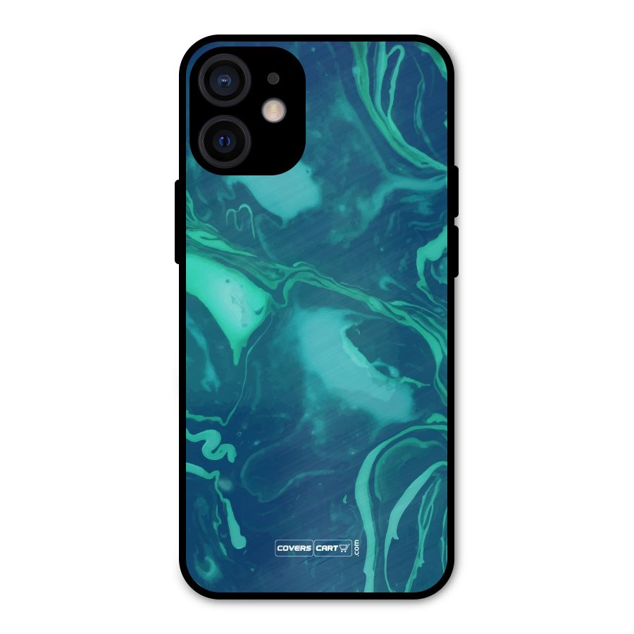 Jazzy Green Marble Texture Metal Back Case for iPhone 12 Mini