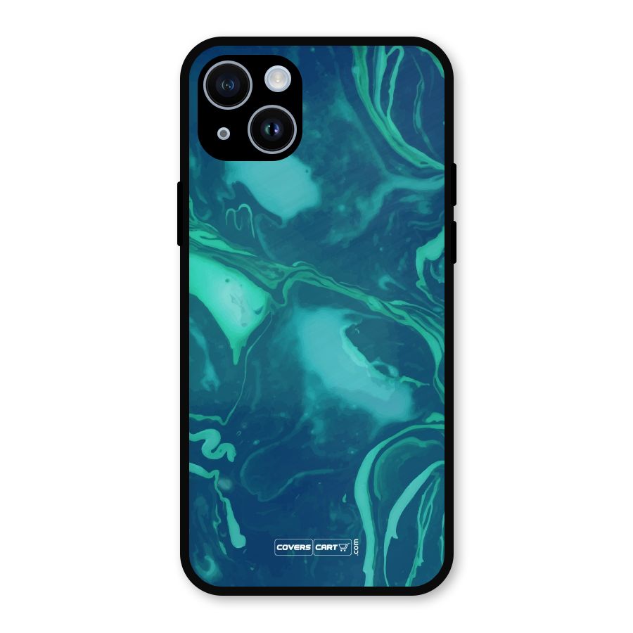 Jazzy Green Marble Texture Metal Back Case for iPhone 14
