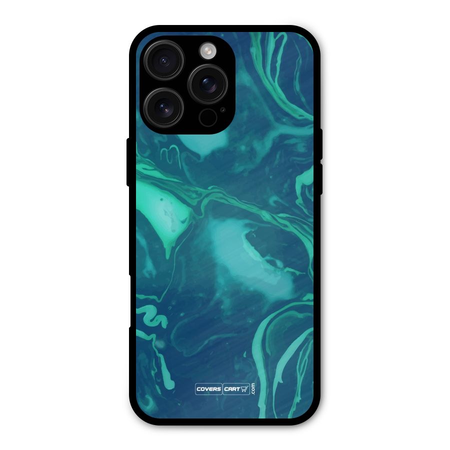 Jazzy Green Marble Texture Metal Back Case for iPhone 16 Pro Max