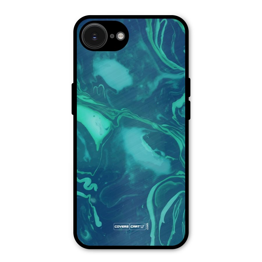 Jazzy Green Marble Texture Metal Back Case for iPhone 16e