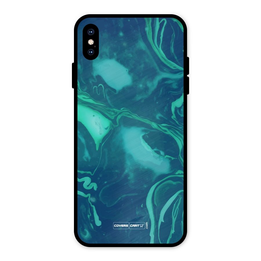 Jazzy Green Marble Texture Metal Back Case for iPhone XS Max