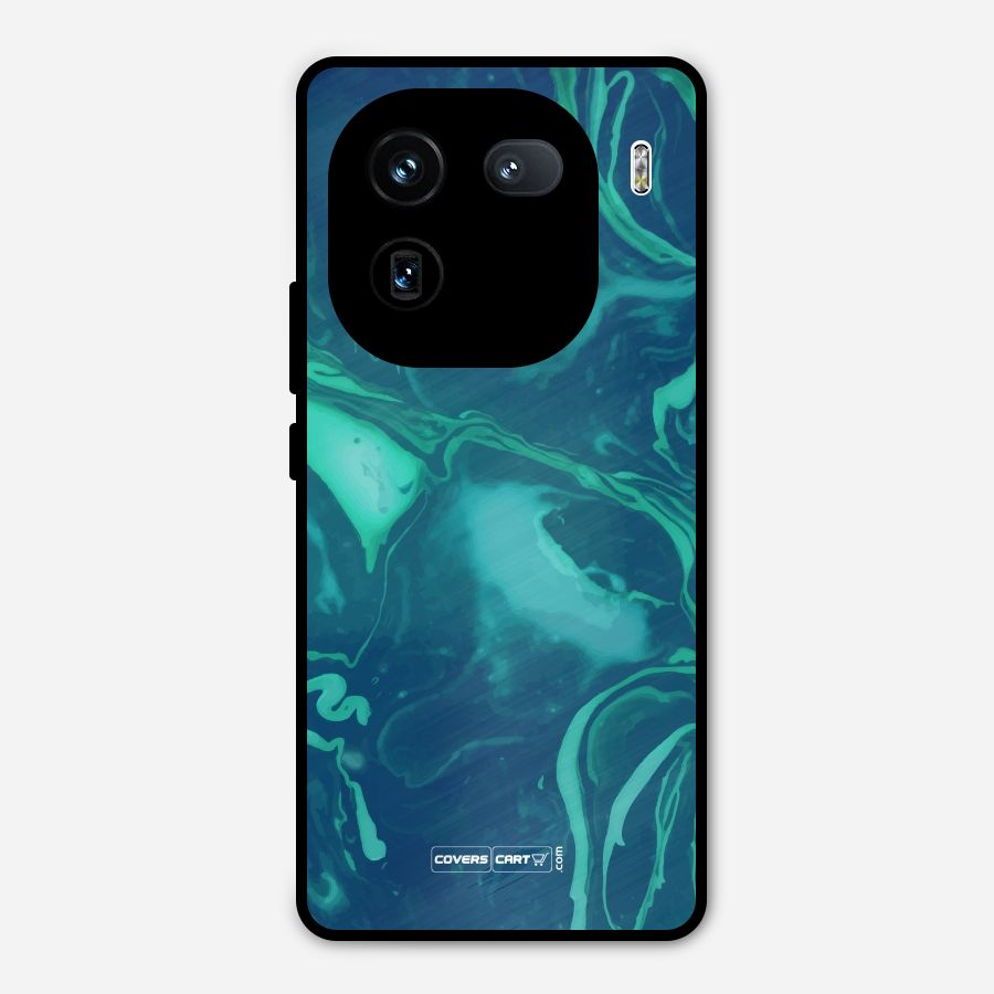 Jazzy Green Marble Texture Metal Back Case for iQOO 12