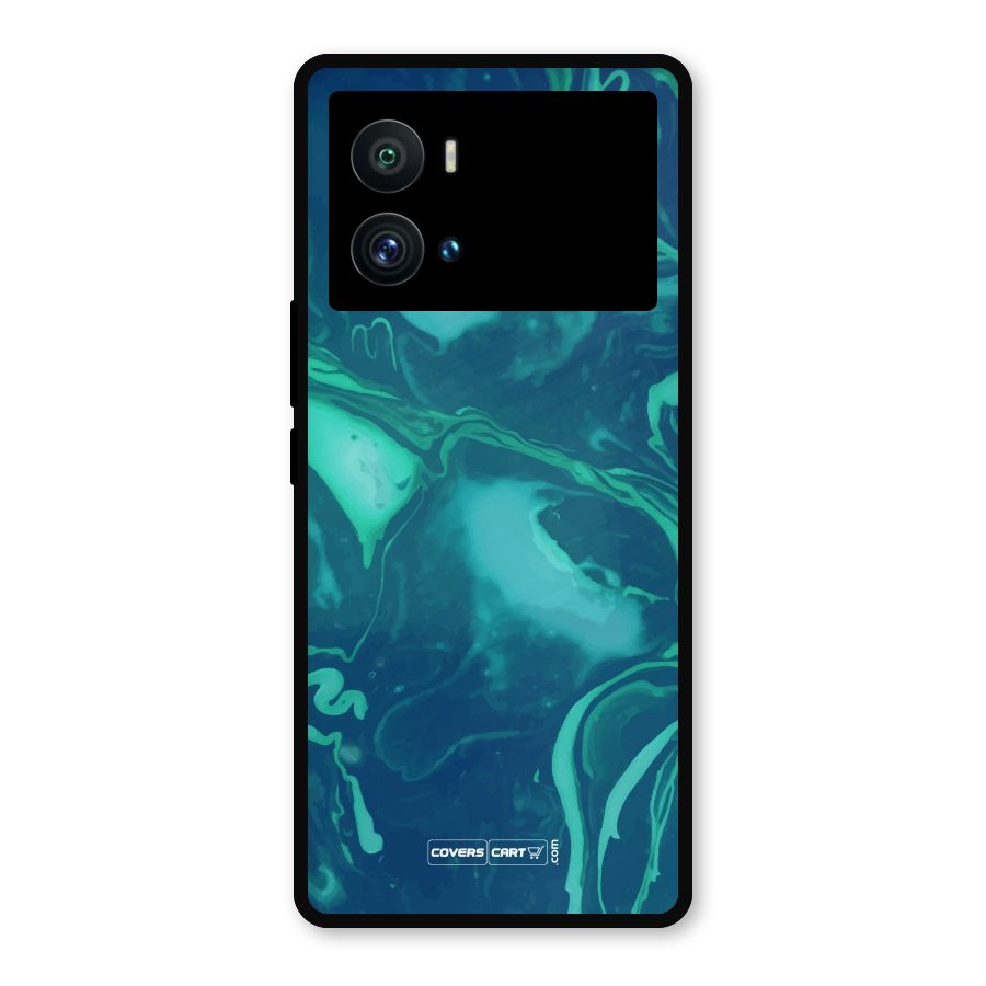 Jazzy Green Marble Texture Metal Back Case for iQOO 9 Pro