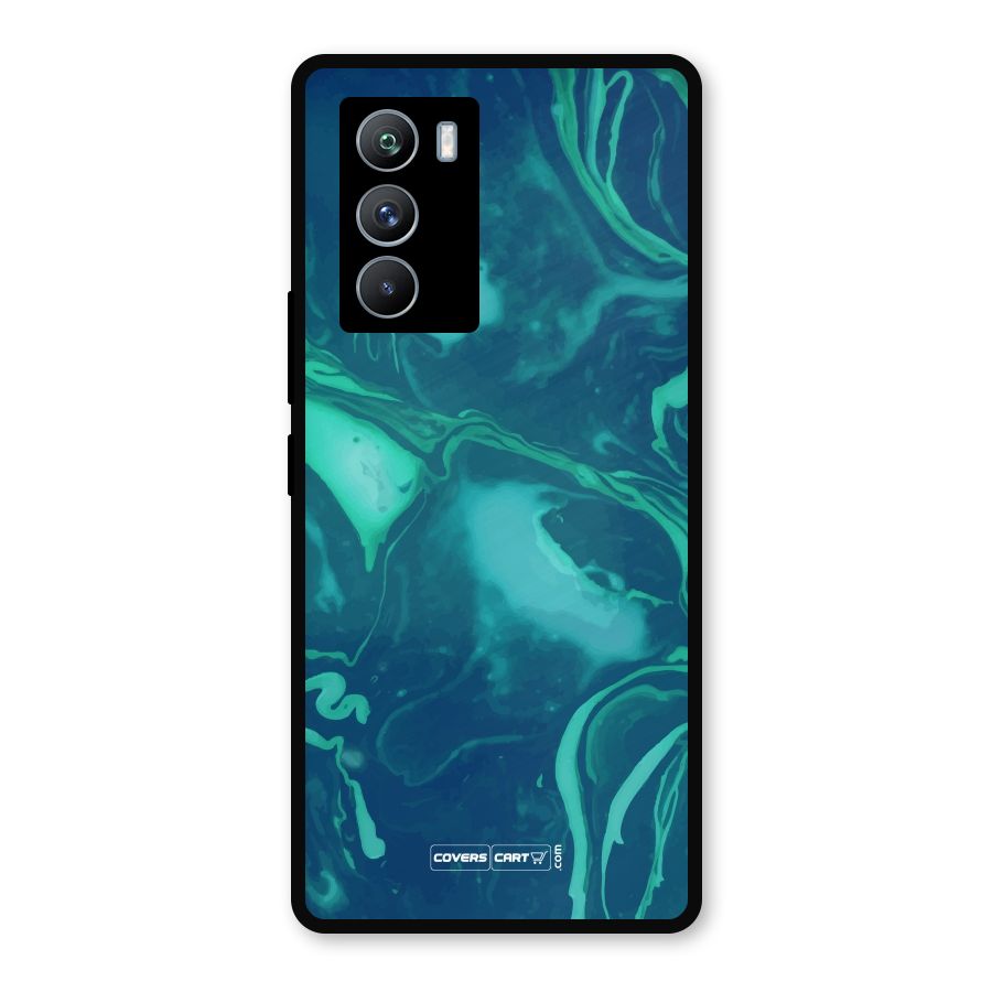 Jazzy Green Marble Texture Metal Back Case for iQOO 9 SE