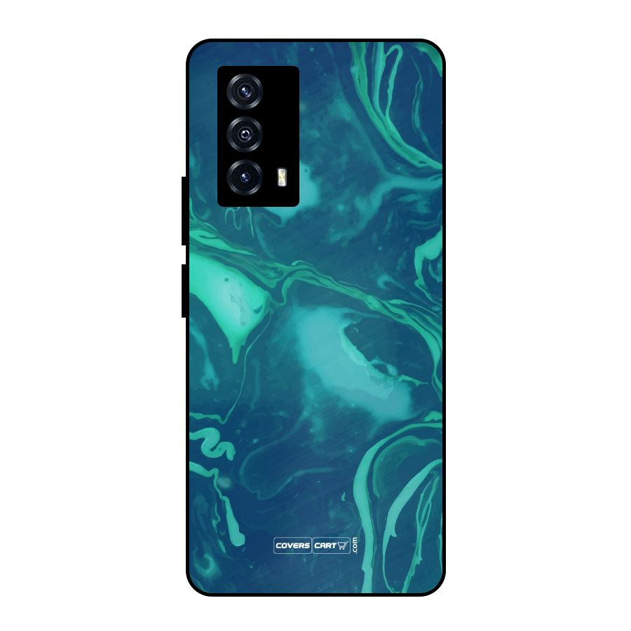 Jazzy Green Marble Texture Metal Back Case for iQOO Z5