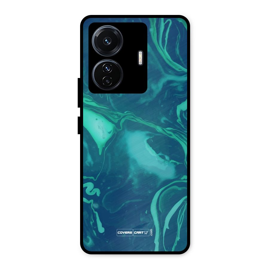 Jazzy Green Marble Texture Metal Back Case for iQOO Z6