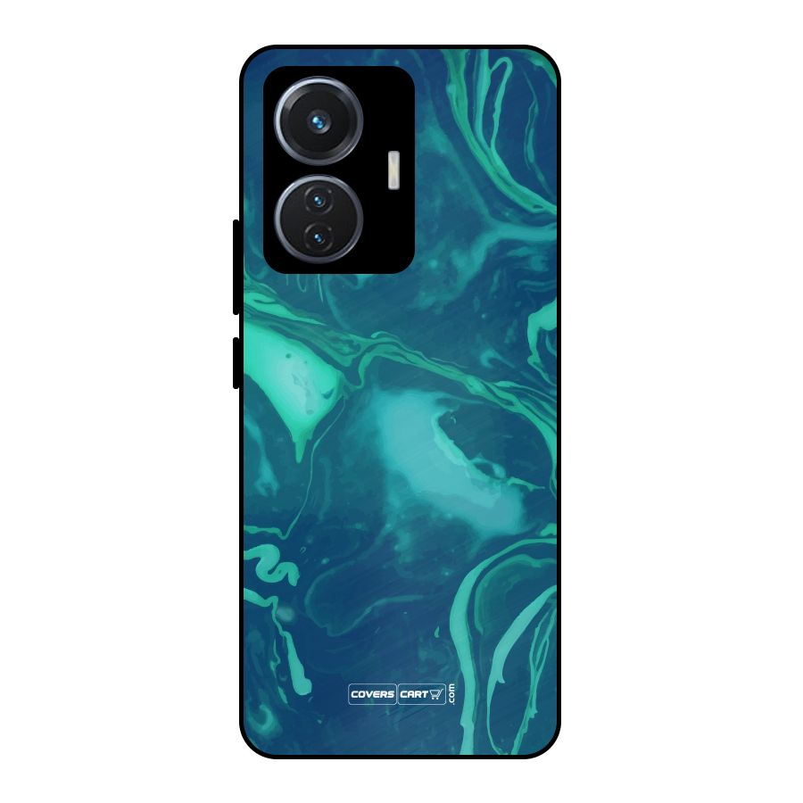 Jazzy Green Marble Texture Metal Back Case for iQOO Z6 44W