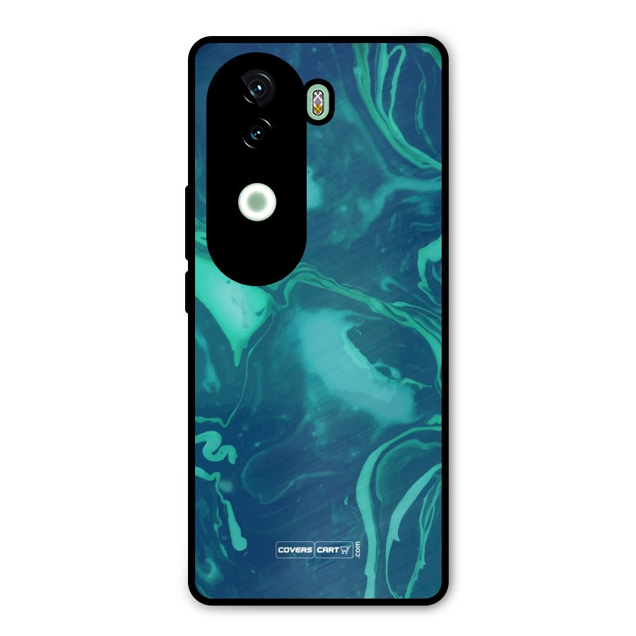 Jazzy Green Marble Texture Metal Back Case for iQOO Z9s