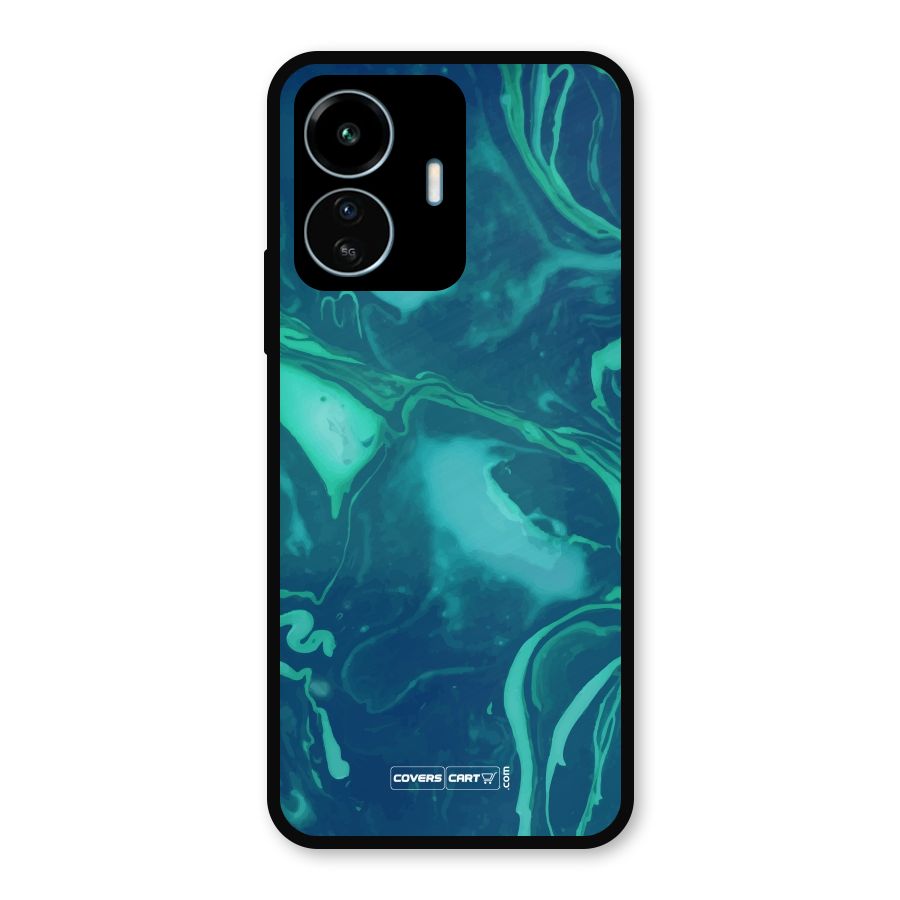 Jazzy Green Marble Texture Metal Back Case for vivo iQOO Z6 Lite 5G